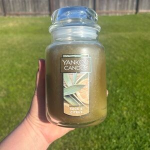 Yankee Candle Sage & Citrus 22 oz New with glass lid